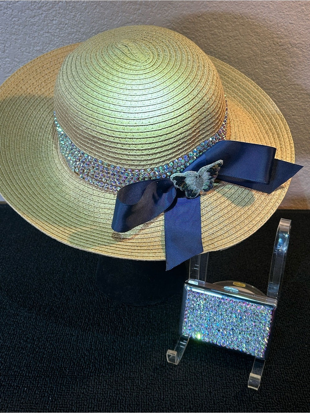 Gorgeous Embellished Sun Hat. With A Matching Card Carry Case! Hat is New-
